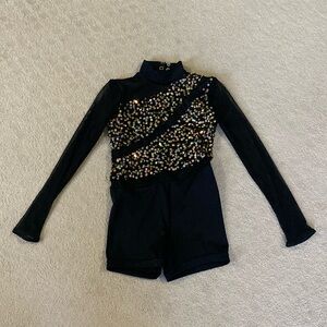 Black leotard with silver & gold sequins